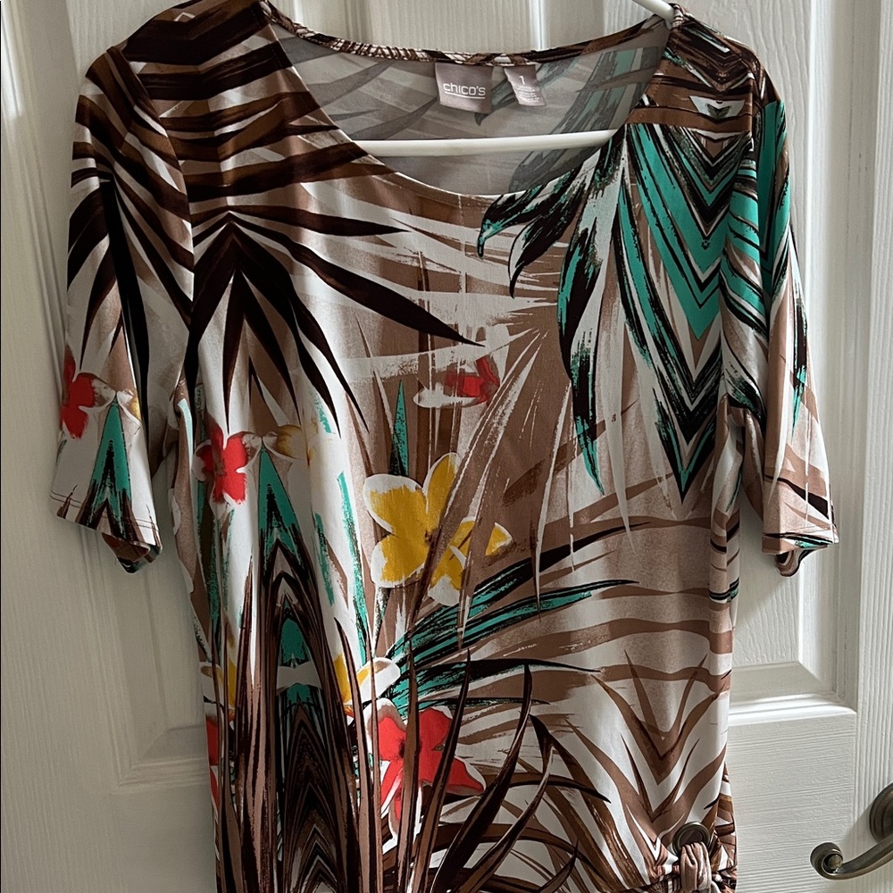 Chico's Vibrant Tropical Print Blouse
